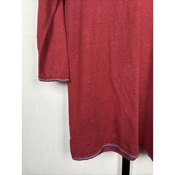 Gudrun Sjoden Organic Linen Tunic Sweater Women's Small Red Pullover Lagenlook - Picture 3 of 10